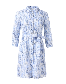 Blue Print Linen Shirt Dress