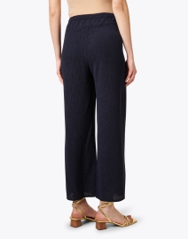 Back image thumbnail - Eileen Fisher - Navy Plisse Straight Ankle Pant