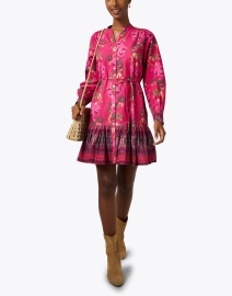 Look image thumbnail - Ro's Garden - Ines Red Floral Shirt Dress