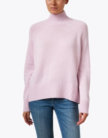 Front image thumbnail - Allude - Lilac Wool Cashmere Mock Neck Sweater