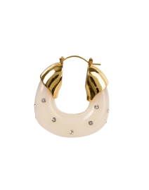 Back image thumbnail - Lizzie Fortunato - Ivory Studded Hoop Earrings
