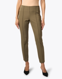 Front image thumbnail - Lafayette 148 New York - Gramercy Olive Green Stretch Ankle Pant