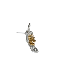 Back image thumbnail - Oscar de la Renta - Silver Flower Stud Earrings 