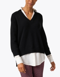 Front image thumbnail - Brochu Walker - Black Sweater with White Underlayer