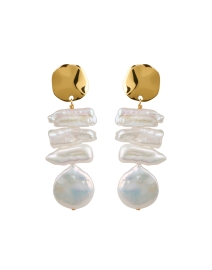 Product image thumbnail - Nest - Gold and Pearl Drop Earrings