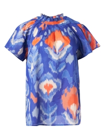 Joyful Blue Floral Print Cotton Top