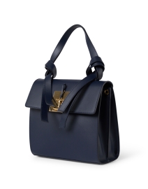 Front image thumbnail - Ines de la Fressange - Beatrice Navy Leather Buckle Handbag