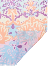 Back image thumbnail - Kinross - Purple Multi Print Silk Cashmere Scarf