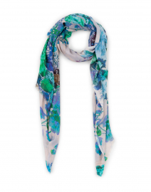 Sinsen Blue and Green Floral Modal and Silk Scarf