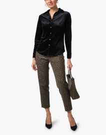 Look image thumbnail - Piazza Sempione - Monia Beige and Black Print Stretch Corduroy Pant