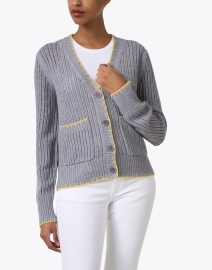Front image thumbnail - Chinti and Parker - Summer Grey Stitch Cardigan