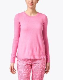 Front image thumbnail - Cortland Park - Pink Cashmere Fringe Sweater