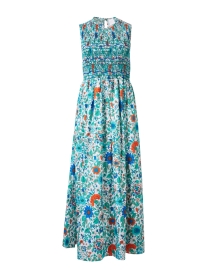 Product image thumbnail - Loretta Caponi - Gioia Blue Floral Smocked Dress