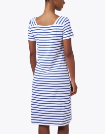 Back image thumbnail - Saint James - Tolede Blue and White Striped Dress