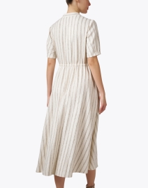 Back image thumbnail - Purotatto - Beige Lurex Striped Cotton Dress