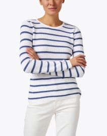 Front image thumbnail - Kinross - White and Blue Striped Thermal Shirt