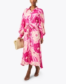 Look image thumbnail - Farm Rio - Pink Tropical Print Shirt Dress