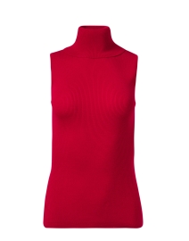 Product image thumbnail - Allude - Red Wool Sleeveless Turtleneck Top
