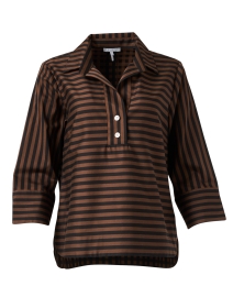 Aileen Brown and Black Striped Cotton Top