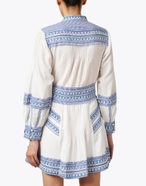 Back image thumbnail - Veronica Beard - Pasha White and Blue Cotton Linen Dress