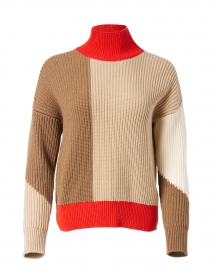 Falisha Camel, Red and White Colorblock Sweater