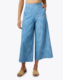 Front image thumbnail - Odeeh - Heather Blue Wide Leg Pant