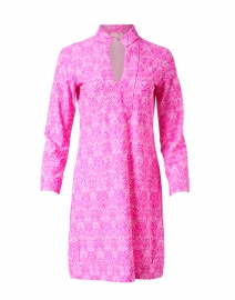 Kate Hot Pink Herringbone Printed Dress