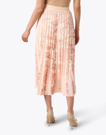 Back image thumbnail - Marc Cain - Pink Floral Print Pleated Skirt