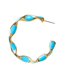 Front image thumbnail - Kenneth Jay Lane - Turquoise and Gold Hoop Earrings