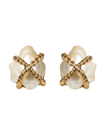 Product image thumbnail - Kenneth Jay Lane - Gold Braided X Pearl Clip Earrings