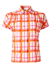 Orange and Pink Plaid Cotton Shirt