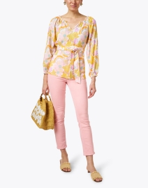Look image thumbnail - Soler - Raquel Yellow and Pink Print Cotton Top