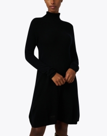 Front image thumbnail - Allude - Black Wool Cashmere Turtleneck Dress