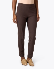 Front image thumbnail - Eileen Fisher - Brown Stretch Crepe Slim Ankle Pant