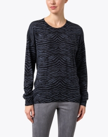 Front image thumbnail - Repeat Cashmere - Blue and Black Zebra Wool Cashmere Sweater