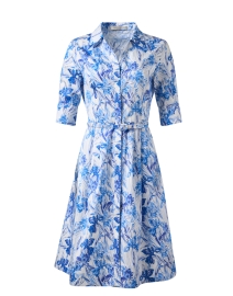 Product image thumbnail - Rani Arabella - Blue and White Print Cotton Shirt Dress