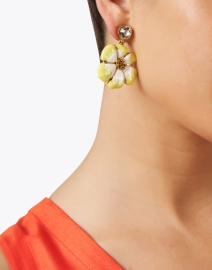 Look image thumbnail - Oscar de la Renta - Yellow Flower Drop Earrings