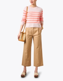 Look image thumbnail - White + Warren - Pink and Orange Stripe Cashmere Sweater