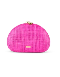 Back image thumbnail - Rafe - Berna Pink Tropical Embroidered Clutch