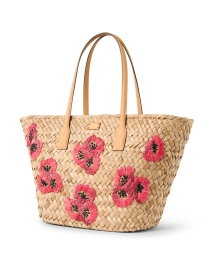Front image thumbnail - Frances Valentine - Embroidered Poppy Straw Tote Bag