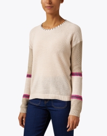Front image thumbnail - Lisa Todd - Beige Stitch Cotton Sweater