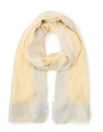 Product image thumbnail - Jane Carr - Lily Cream Cashmere Lurex Border Scarf