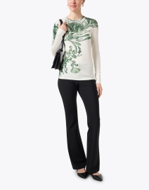 Look image thumbnail - Jason Wu Collection - Cream and Green Floral Print Top