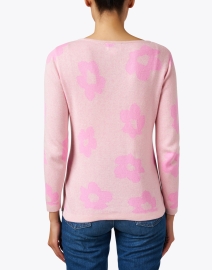 Back image thumbnail - Blue - Pink Floral Cotton Sweater