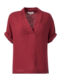Avery Red Cotton V-Neck Top