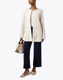 Look image thumbnail - Eileen Fisher - Bone Quilted Silk Jacket