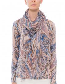 Beige and Blue Paisley Gauze Scarf