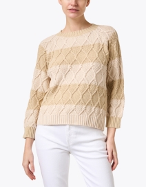 Front image thumbnail - Weekend Max Mara - Panino Beige Stripe Cotton Blend Sweater
