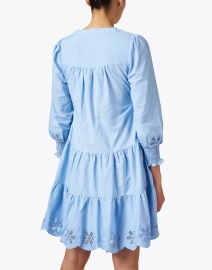 Back image thumbnail - Sail to Sable - Blue Embroidered Cotton Dress