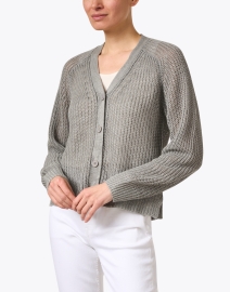 Front image thumbnail - Margaret O'Leary - Sage Linen Cardigan